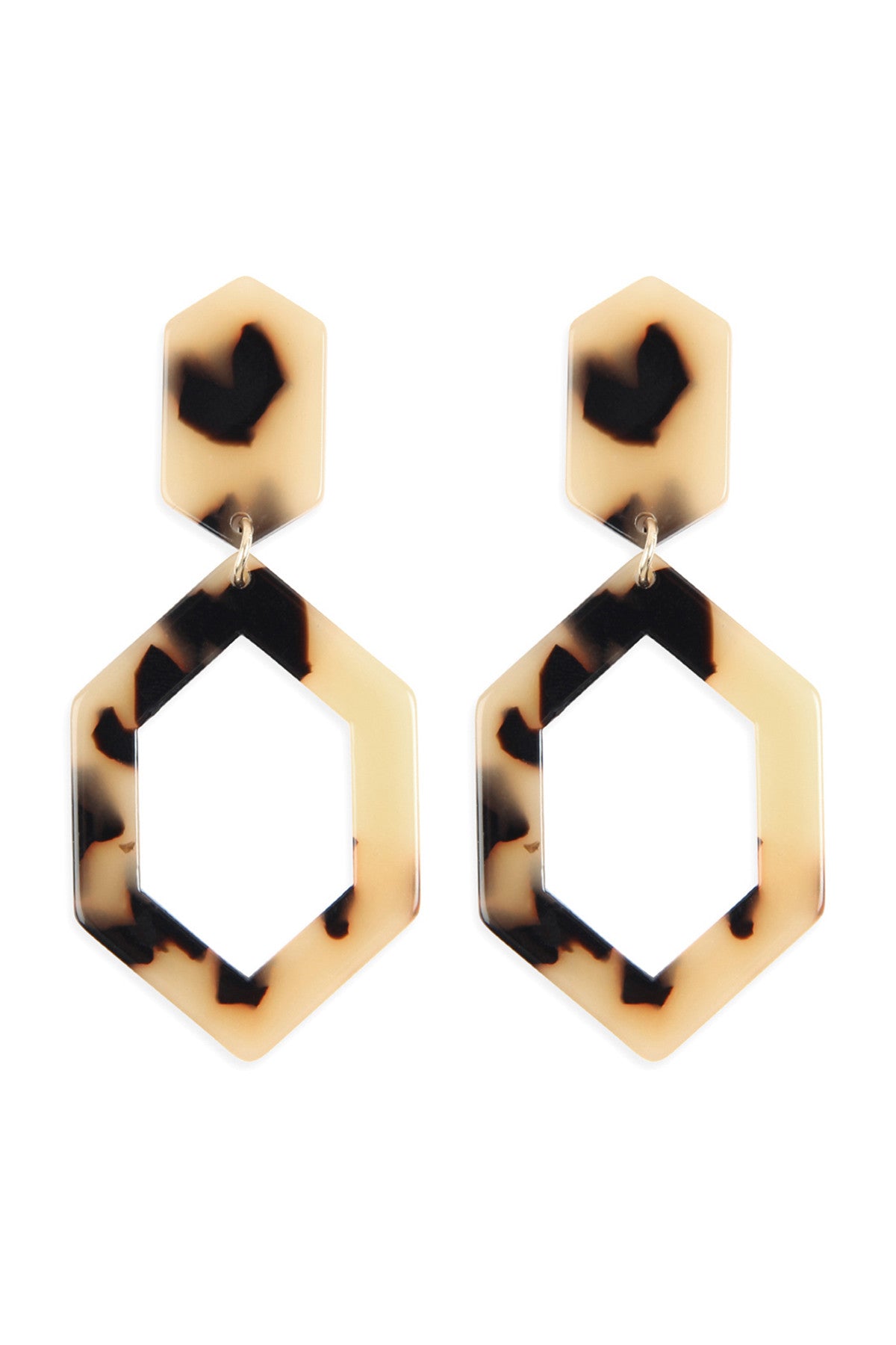 LINKED POLYGON TORTOISE ACETATE DROP EARRINGS