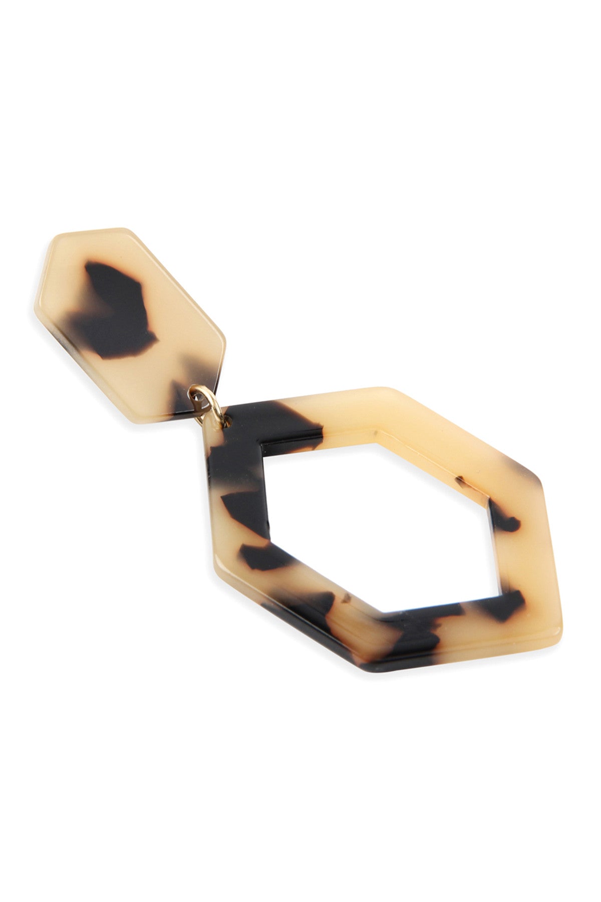 LINKED POLYGON TORTOISE ACETATE DROP EARRINGS