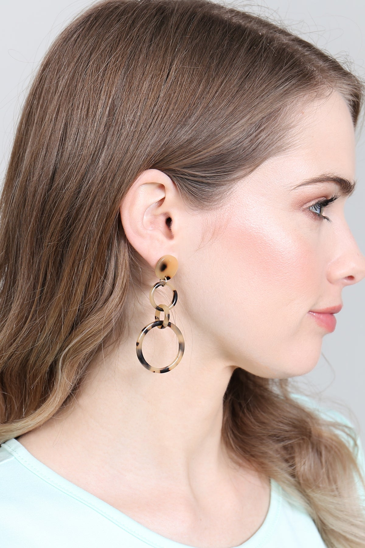 LINKED HOOP ACETATE DANGLE EARRINGS