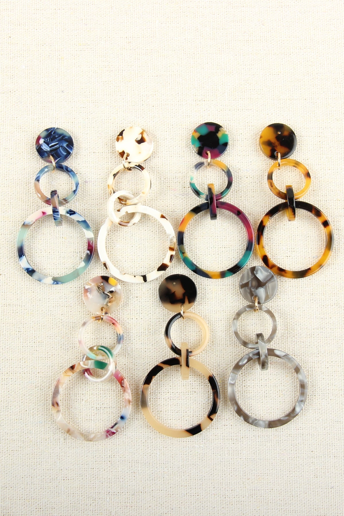 LINKED HOOP ACETATE DANGLE EARRINGS