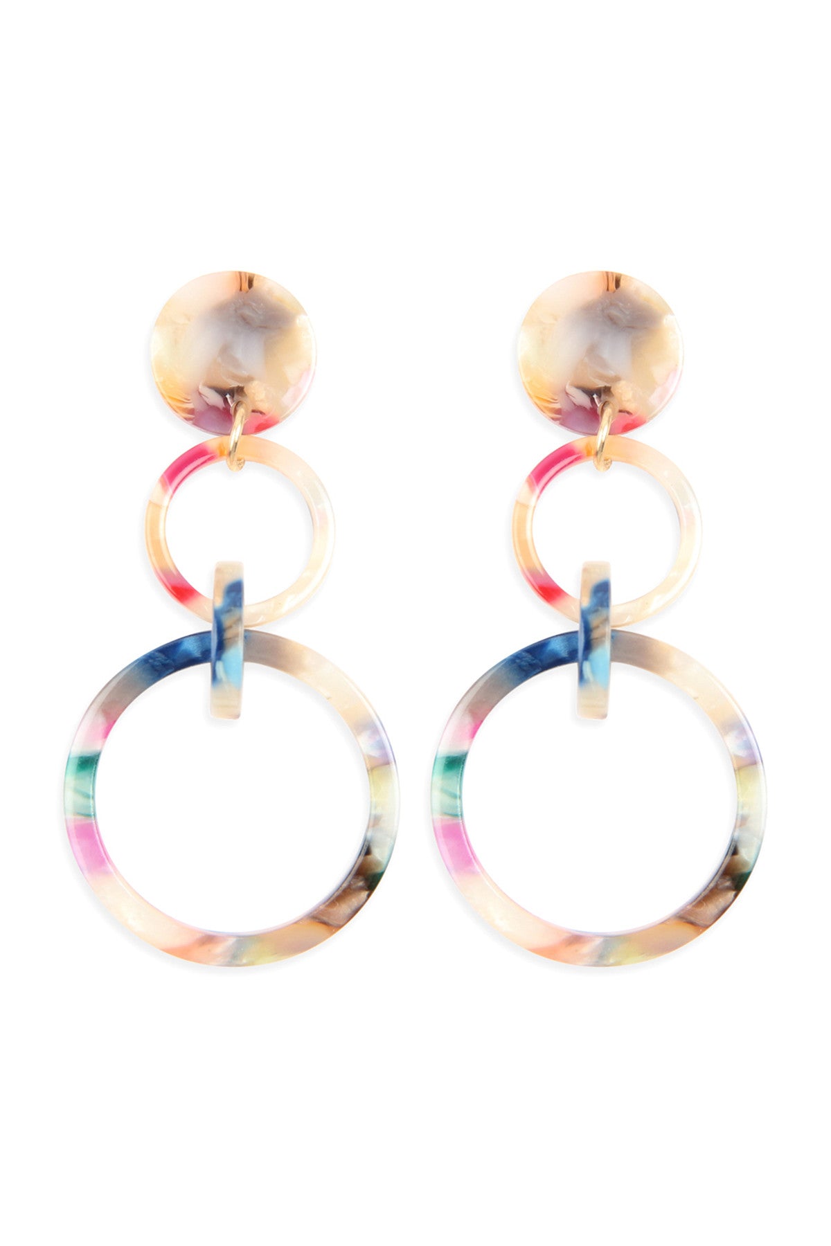 LINKED HOOP ACETATE DANGLE EARRINGS