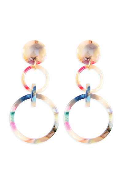 LINKED HOOP ACETATE DANGLE EARRINGS