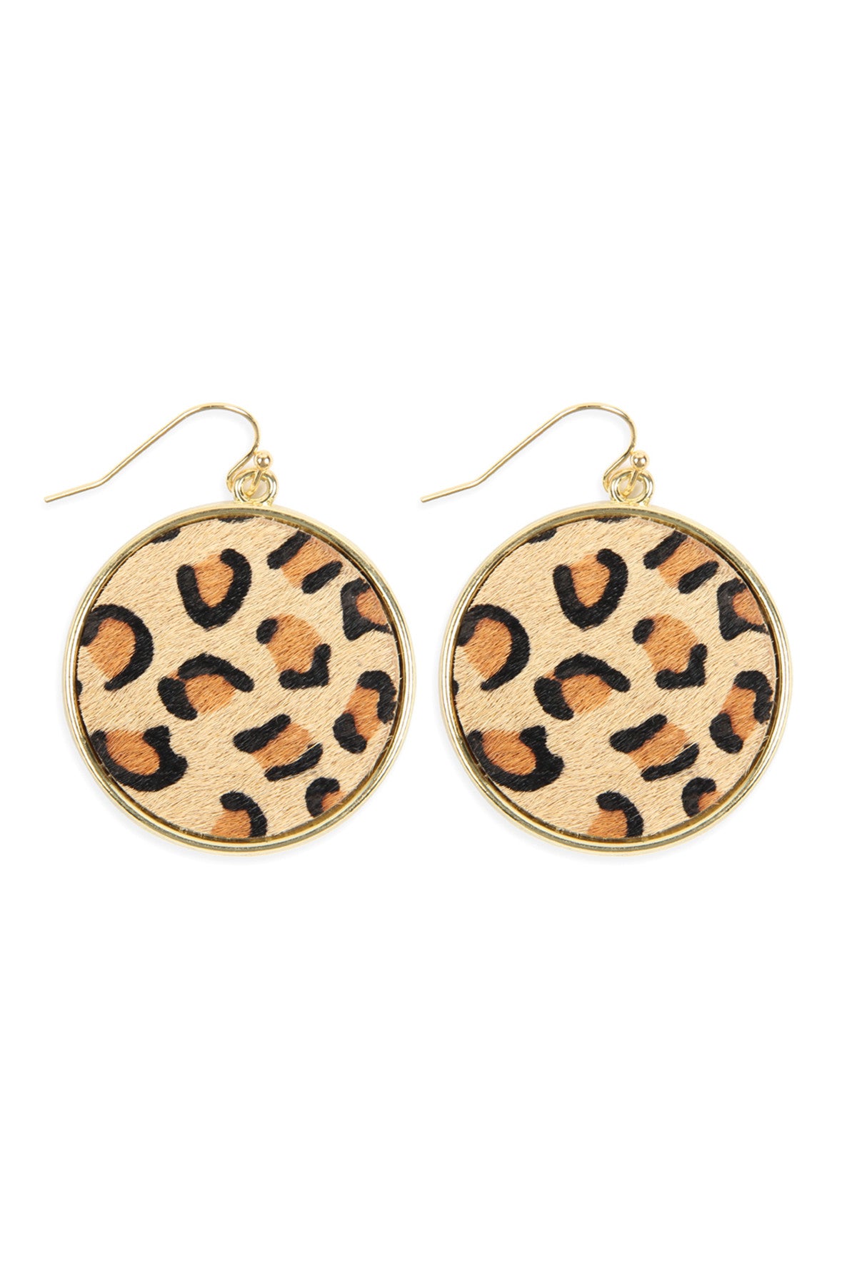 LEOPARD PRINTED LEATHER CIRCLE DROP EARRINGS