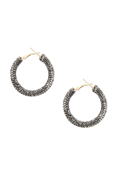 RHINESTONE COATED HOOP EARRING