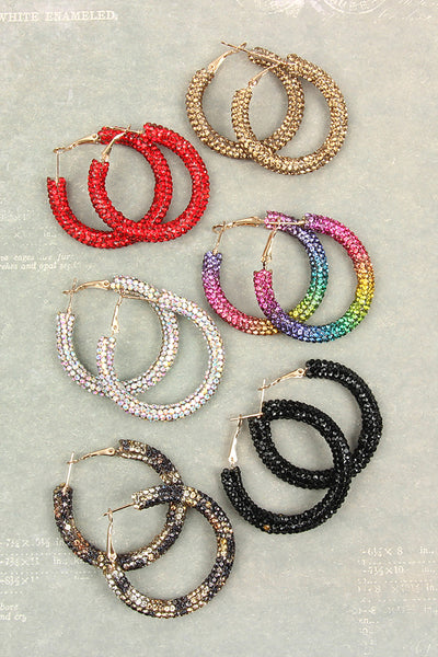 RHINESTONE COATED HOOP EARRING