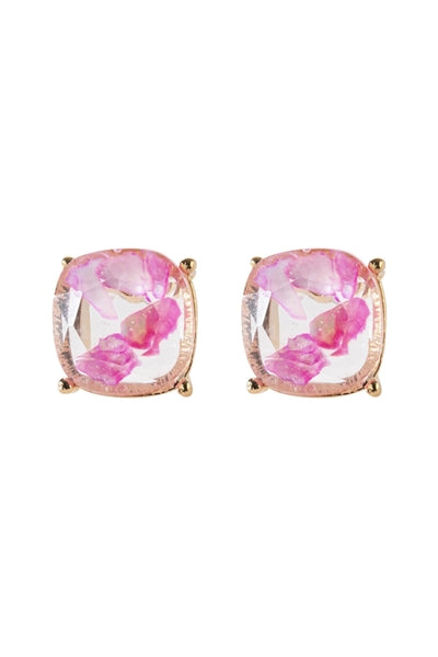 ACETATED NATURAL STONE POST EARRINGS