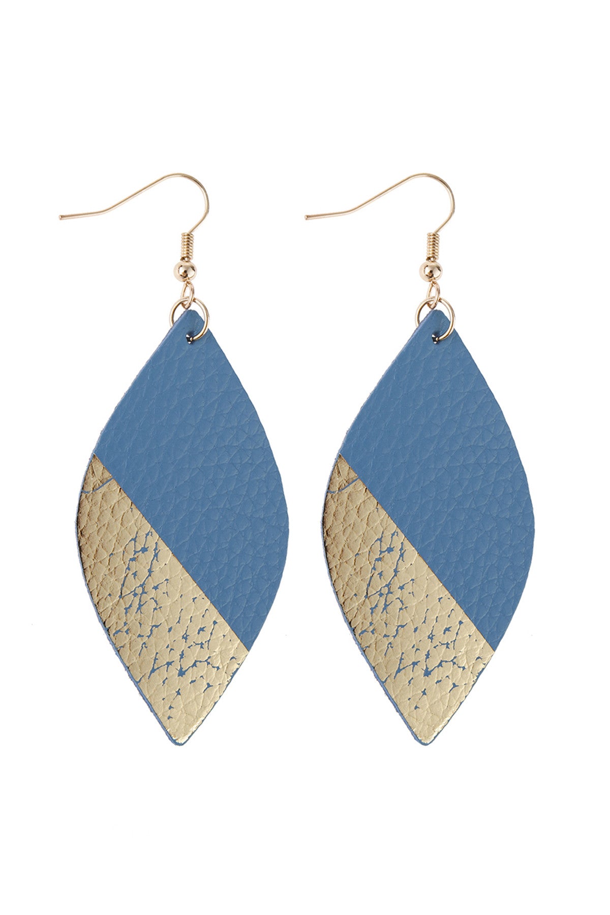MARQUISE LEATHER DROP FISH HOOK EARRINGS