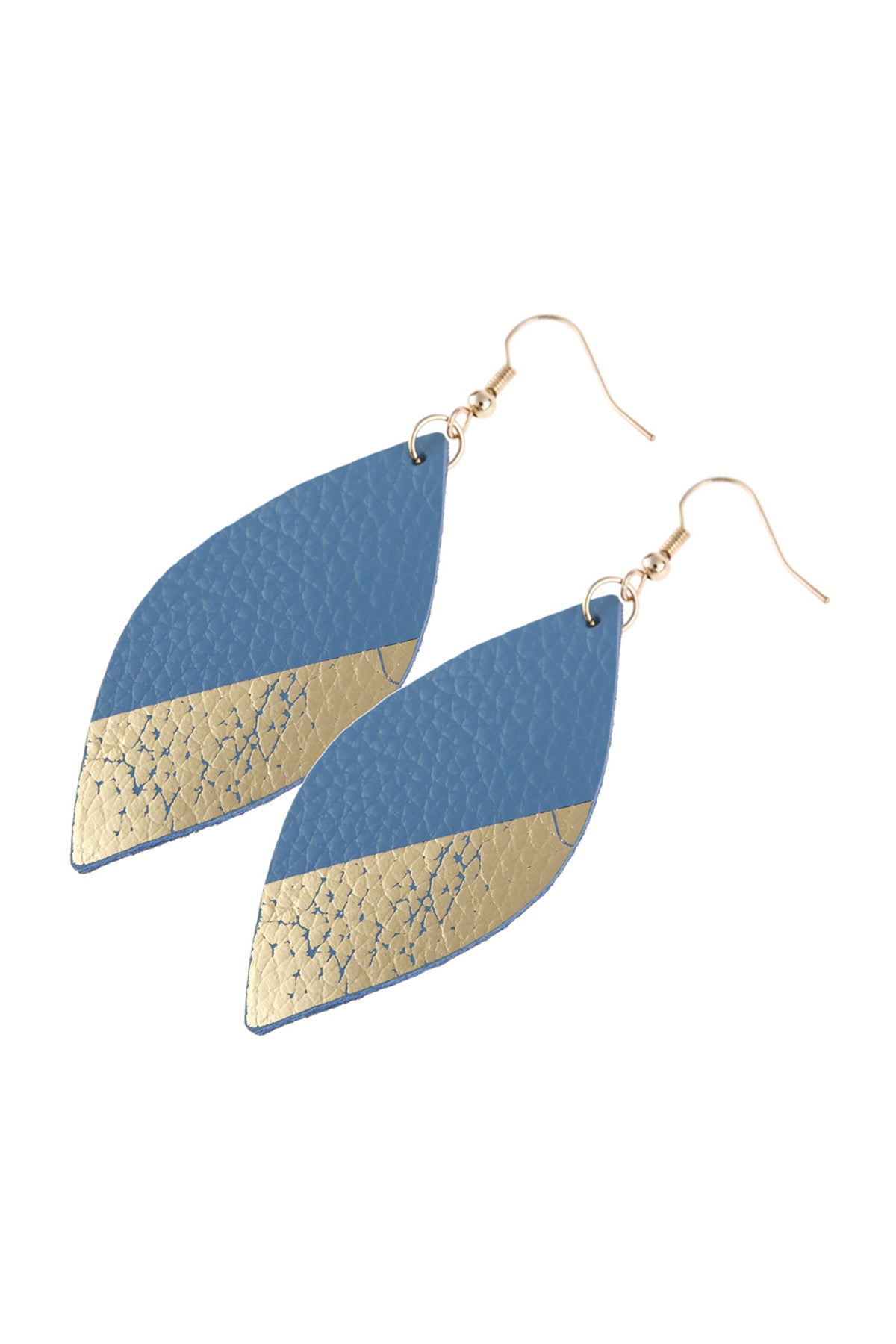 MARQUISE LEATHER DROP FISH HOOK EARRINGS