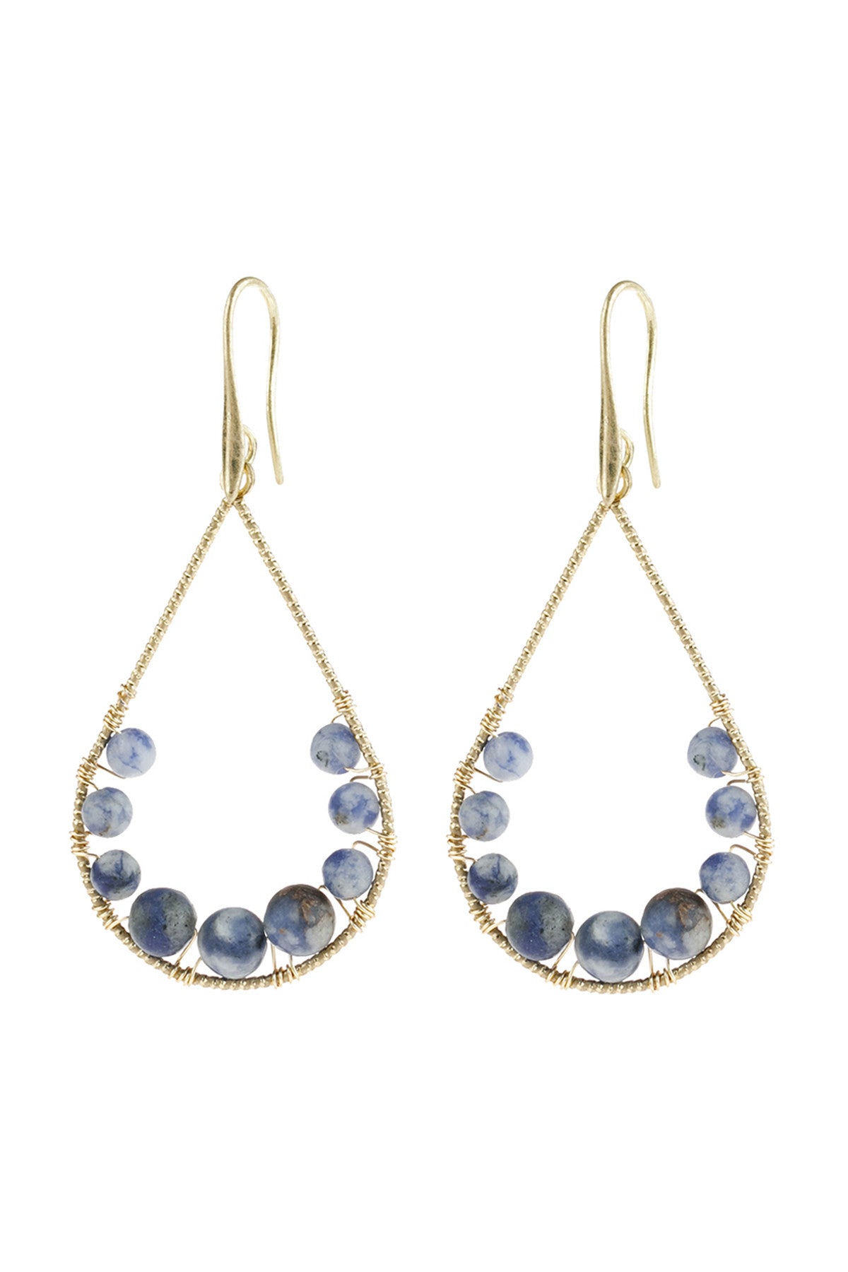 NATURAL STONE TEARDROP HOOK EARRINGS