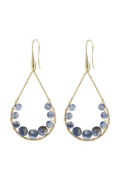 NATURAL STONE TEARDROP HOOK EARRINGS