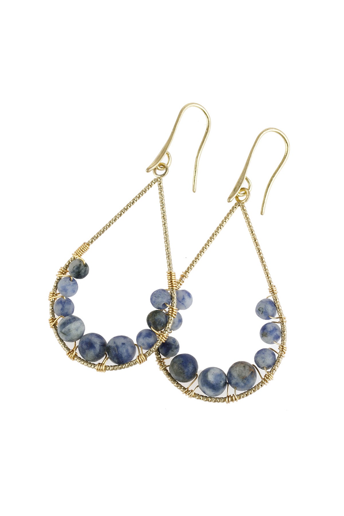 NATURAL STONE TEARDROP HOOK EARRINGS