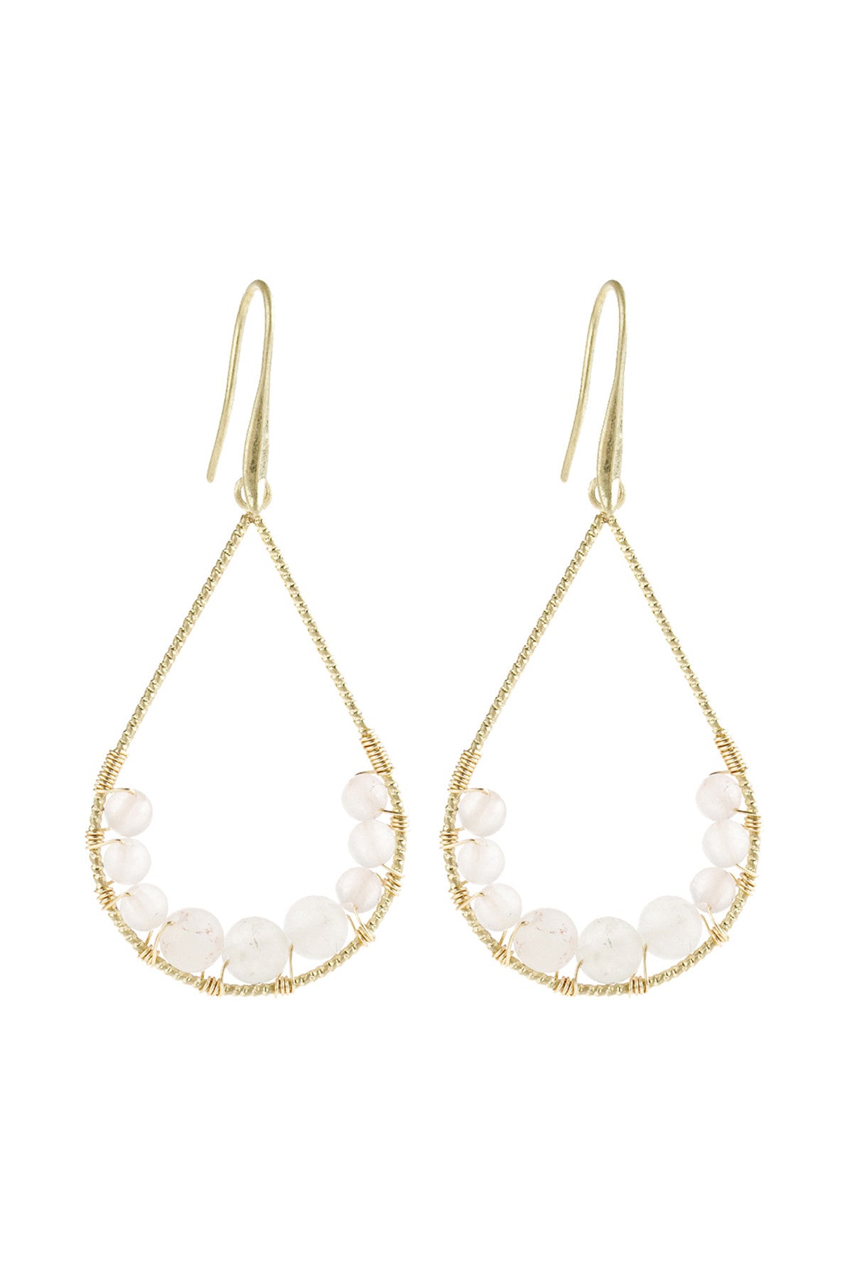 NATURAL STONE TEARDROP HOOK EARRINGS