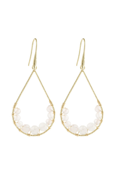NATURAL STONE TEARDROP HOOK EARRINGS