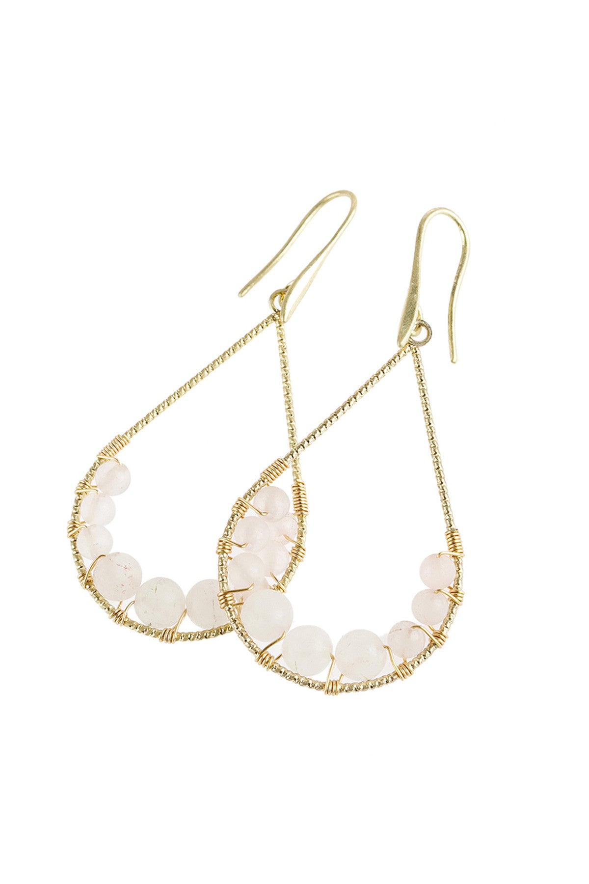 NATURAL STONE TEARDROP HOOK EARRINGS