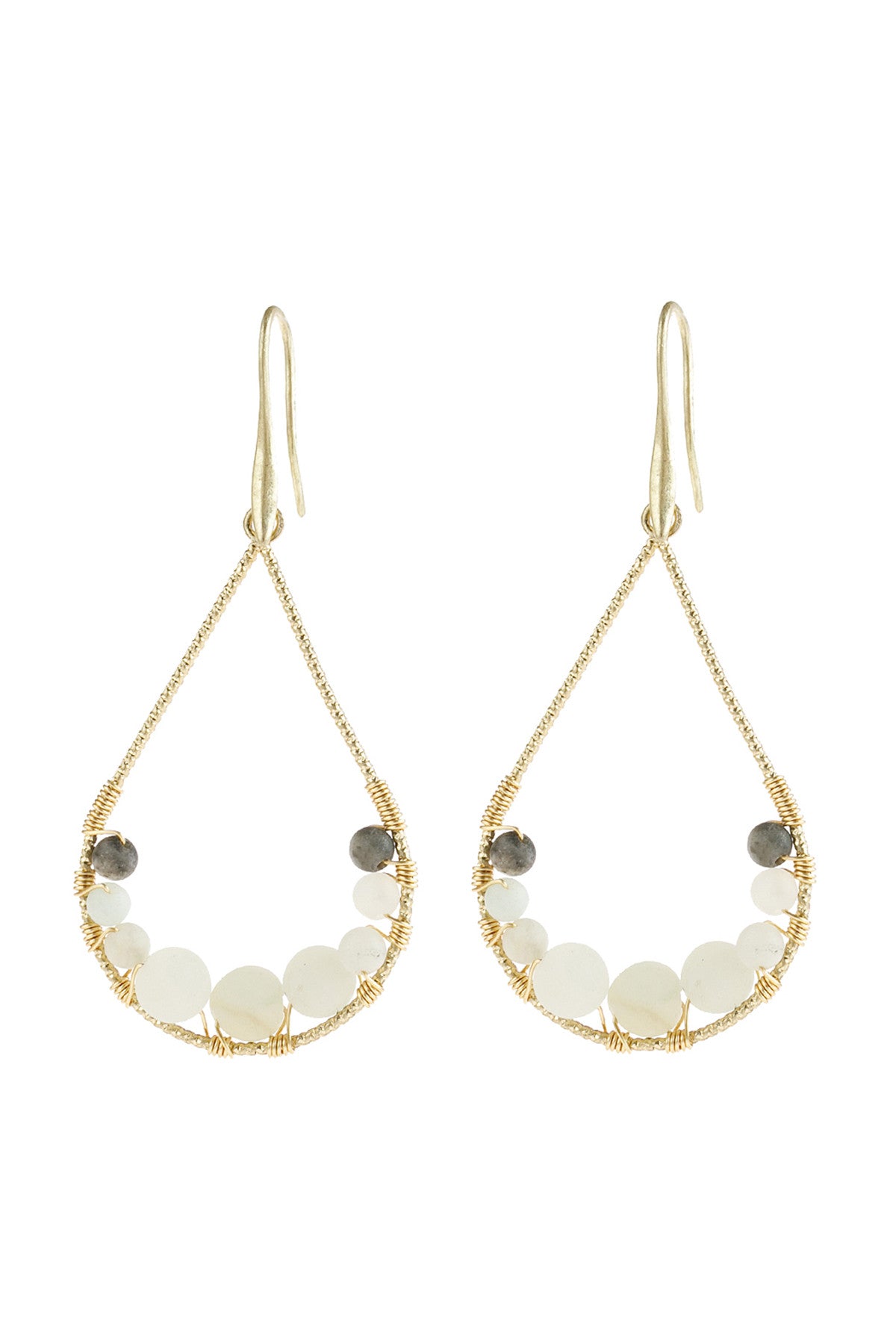 NATURAL STONE TEARDROP HOOK EARRINGS