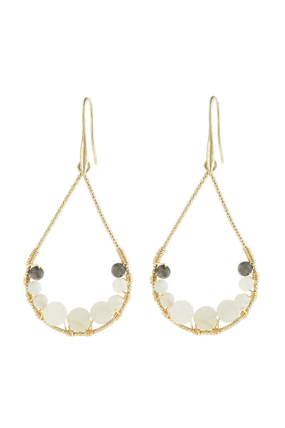 NATURAL STONE TEARDROP HOOK EARRINGS
