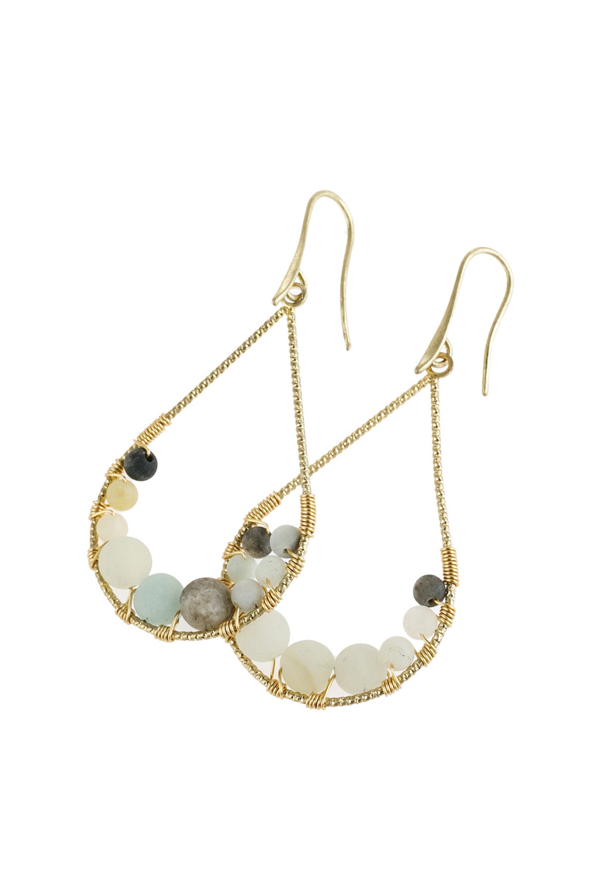 NATURAL STONE TEARDROP HOOK EARRINGS