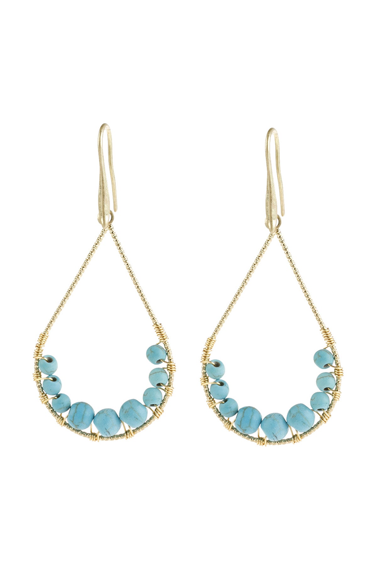 NATURAL STONE TEARDROP HOOK EARRINGS