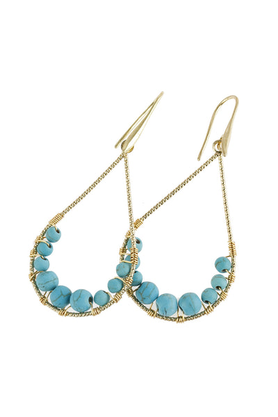 NATURAL STONE TEARDROP HOOK EARRINGS