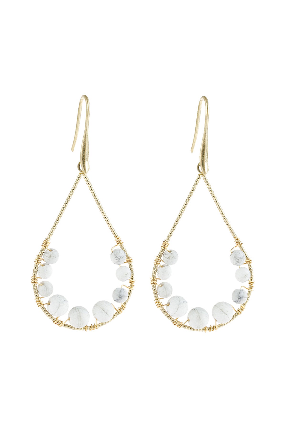 NATURAL STONE TEARDROP HOOK EARRINGS