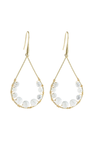 NATURAL STONE TEARDROP HOOK EARRINGS