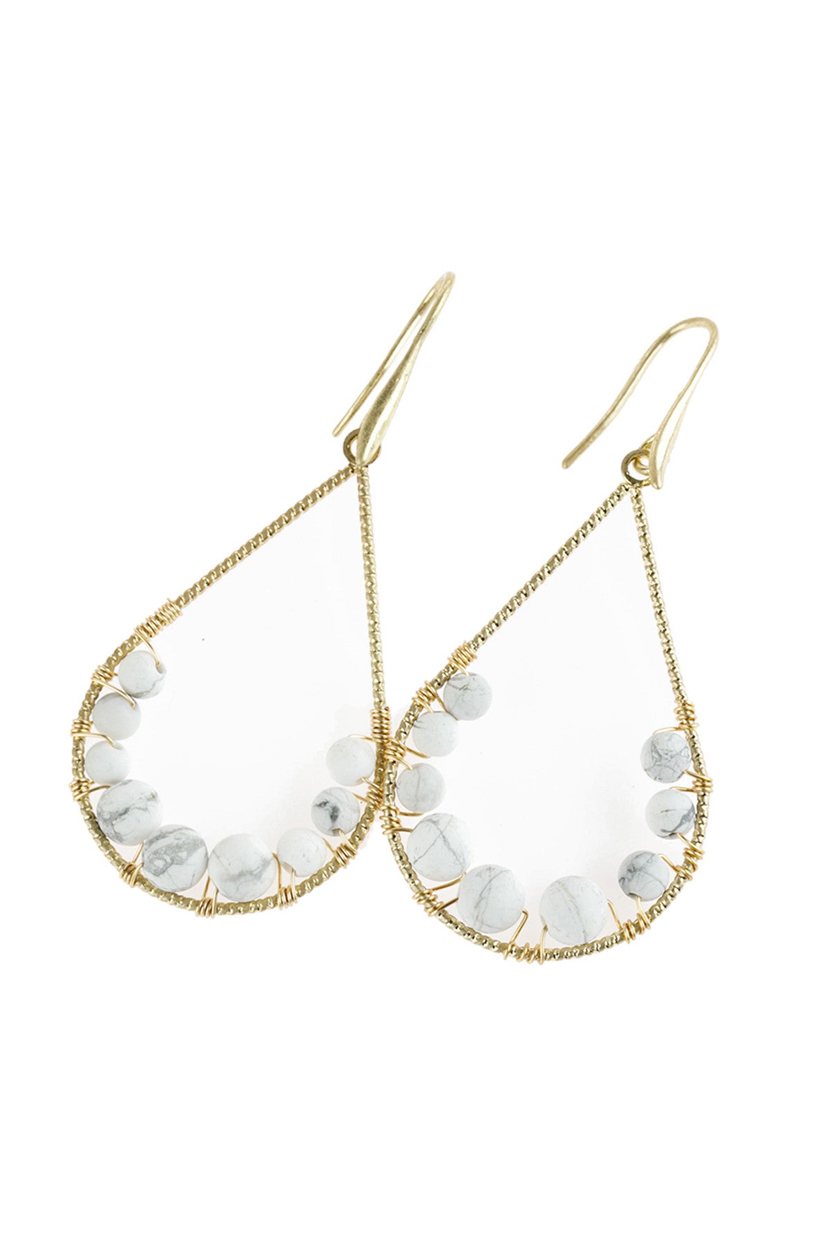 NATURAL STONE TEARDROP HOOK EARRINGS