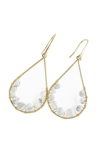 NATURAL STONE TEARDROP HOOK EARRINGS