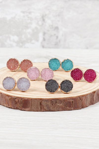 ROUND DRUZY STUD EARRINGS