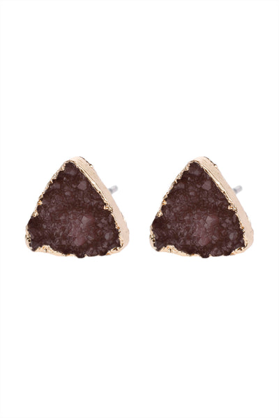 TRIANGLE DRUZY STONE STUD EARRINGS/6PAIRS