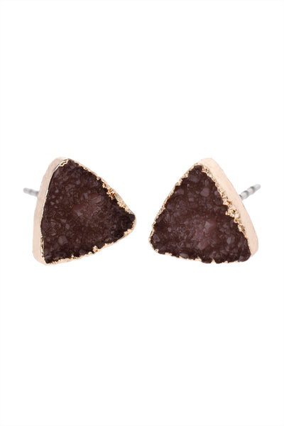 TRIANGLE DRUZY STONE STUD EARRINGS/6PAIRS