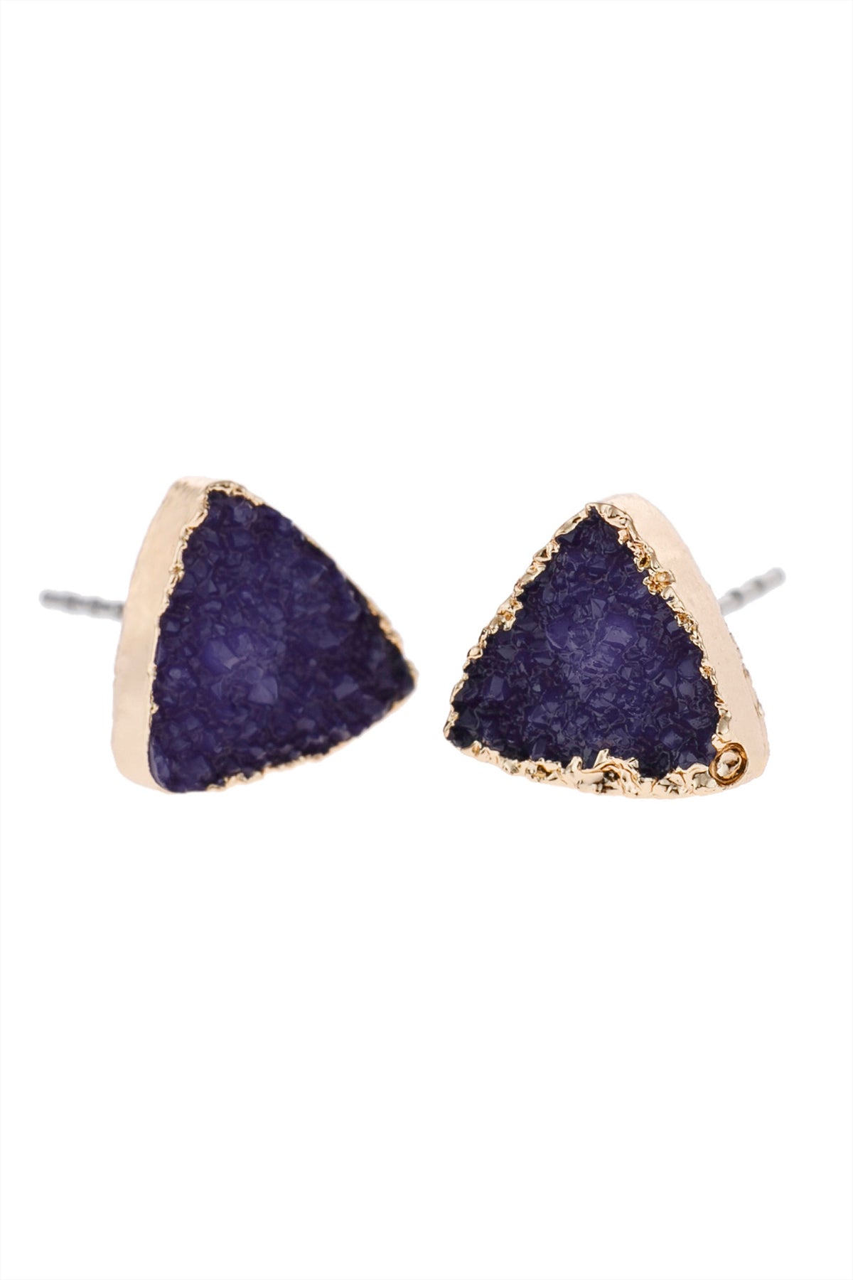 TRIANGLE DRUZY STONE STUD EARRINGS/6PAIRS