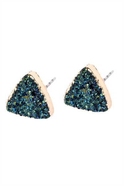 TRIANGLE DRUZY STONE STUD EARRINGS/6PAIRS