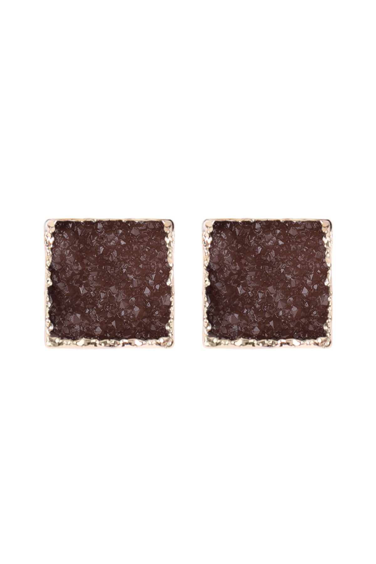 SQUARE DRUZY STONE STUD EARRINGS/6PAIRS