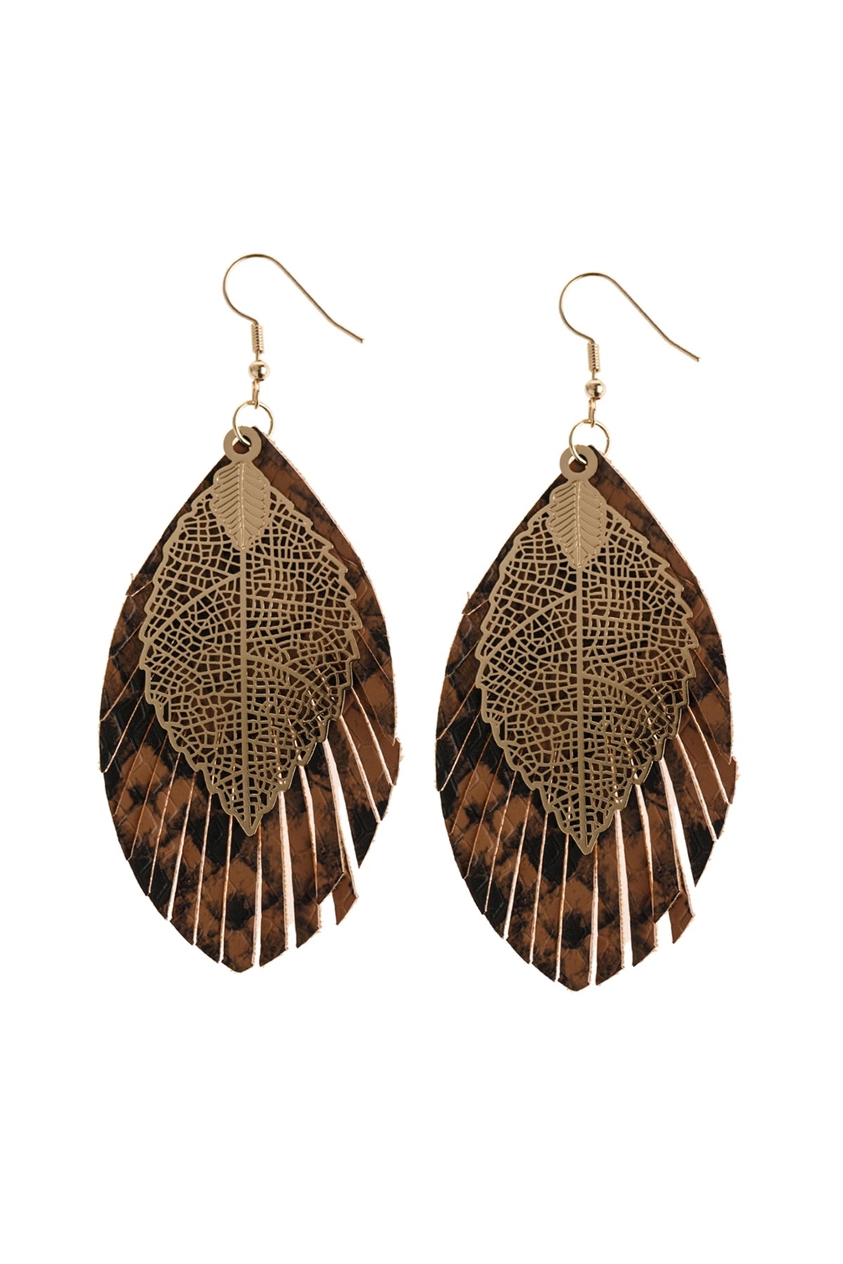 LAYERED FRINGE LEATHER EARRINGS