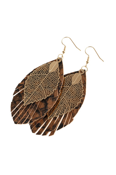 LAYERED FRINGE LEATHER EARRINGS