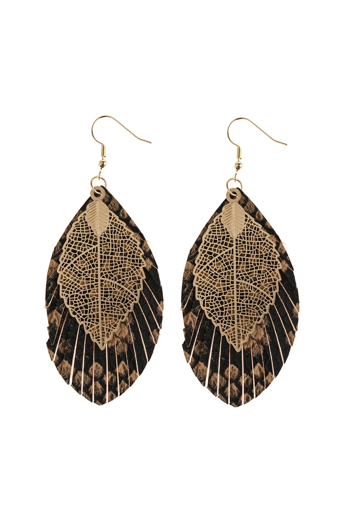 LAYERED FRINGE LEATHER EARRINGS