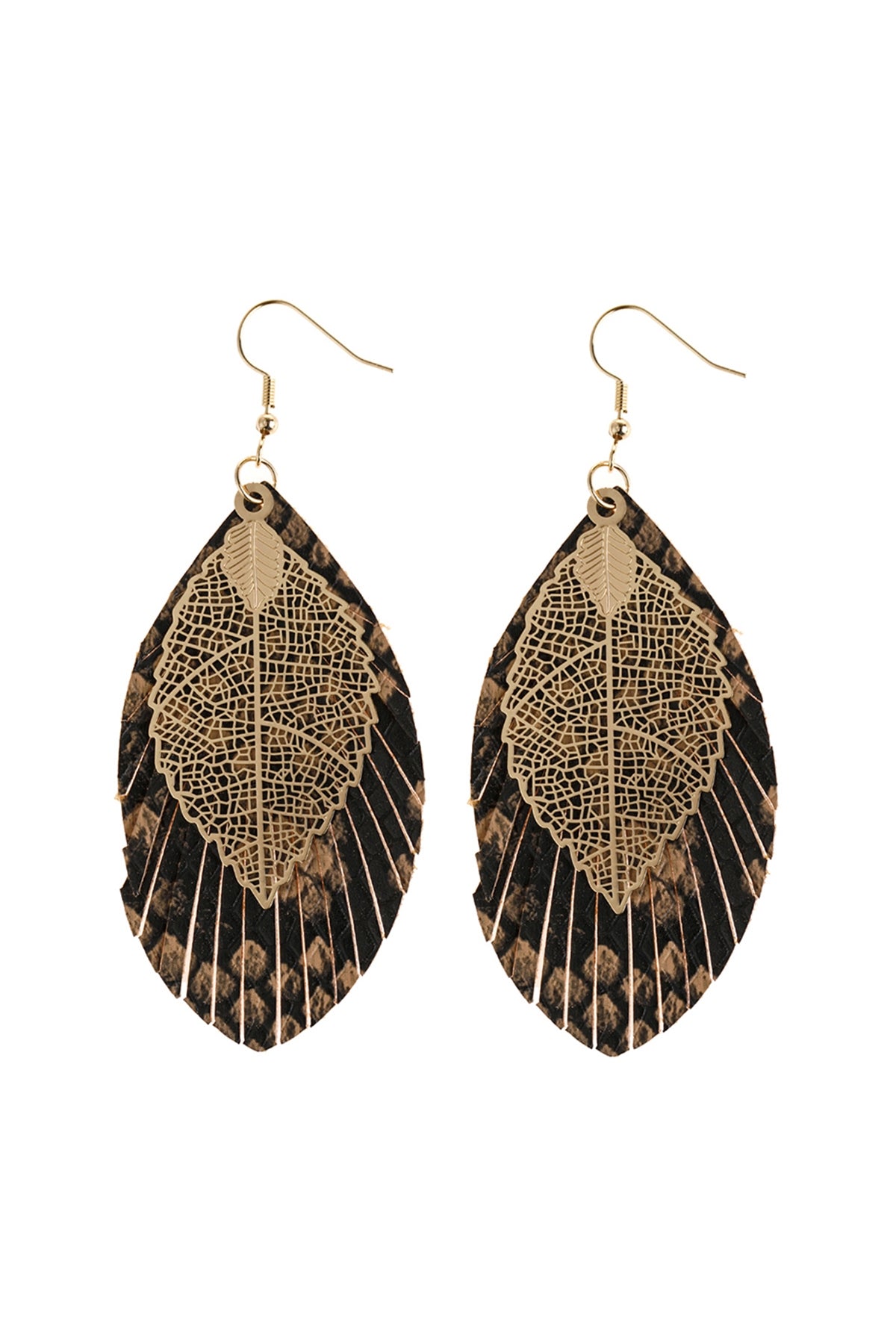 LAYERED FRINGE LEATHER EARRINGS