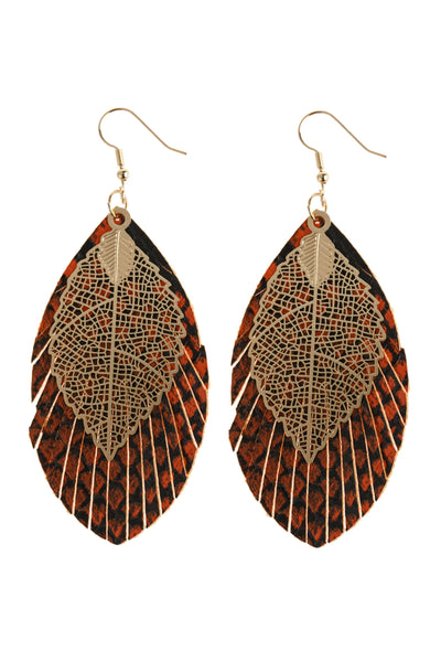 LAYERED FRINGE LEATHER EARRINGS