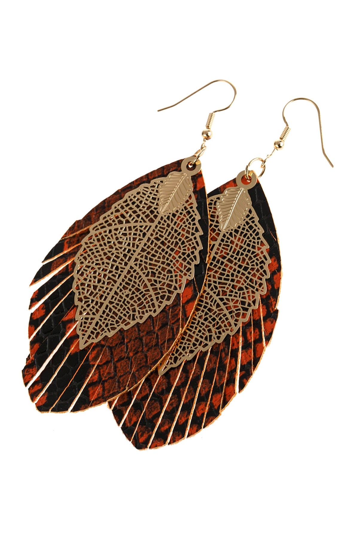 LAYERED FRINGE LEATHER EARRINGS