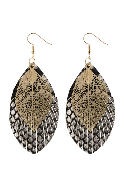 LAYERED FRINGE LEATHER EARRINGS