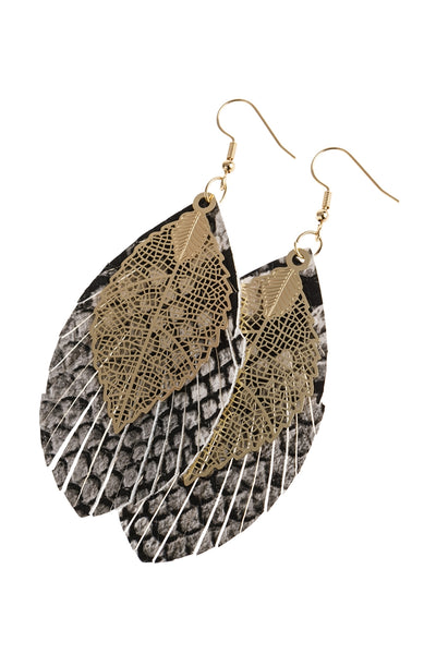 LAYERED FRINGE LEATHER EARRINGS