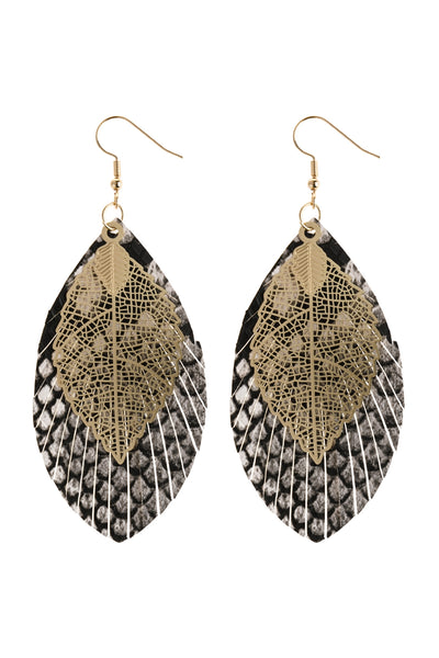 LAYERED FRINGE LEATHER EARRINGS