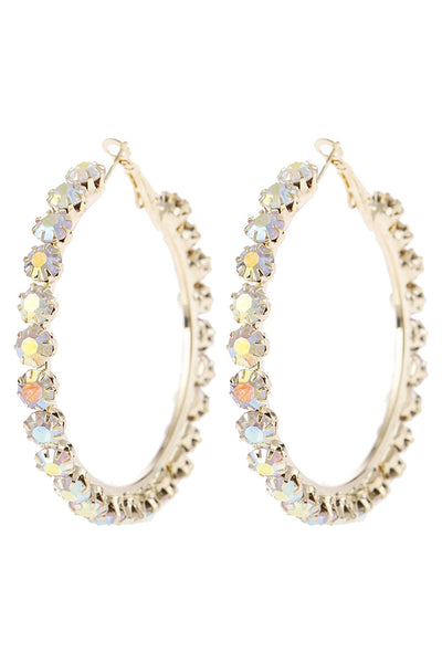 1.75" CRYSTAL BEADS HOOP EARRINGS/6PAIRS (NOW $1.25 ONLY!)