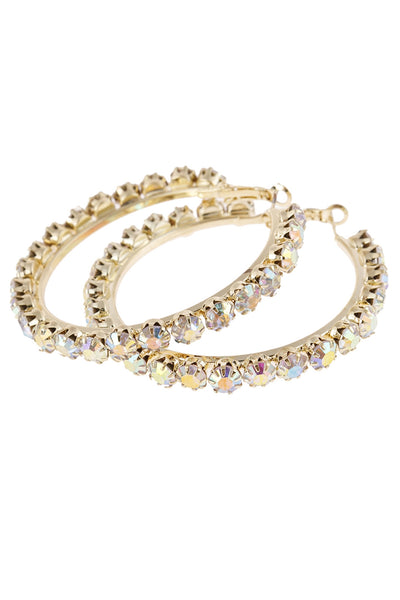 1.75" CRYSTAL BEADS HOOP EARRINGS/6PAIRS (NOW $1.25 ONLY!)