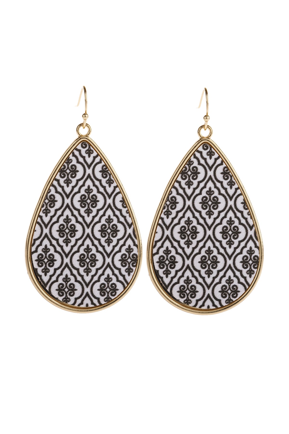 MULTI COLOR B PATTERN PRINT FAUX LEATHER DROP EARRINGS/6PAIRS