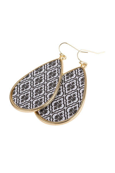 MULTI COLOR B PATTERN PRINT FAUX LEATHER DROP EARRINGS/6PAIRS