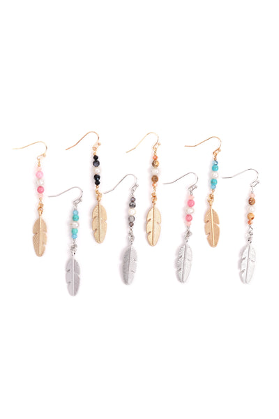 CAST FEATHER DANGLE EARRINGS