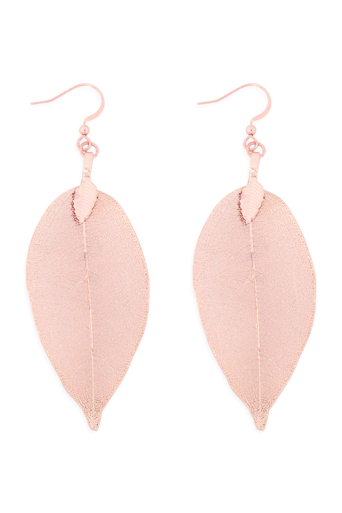 LEAF TEXTURED DROP HOOK EARRINGS