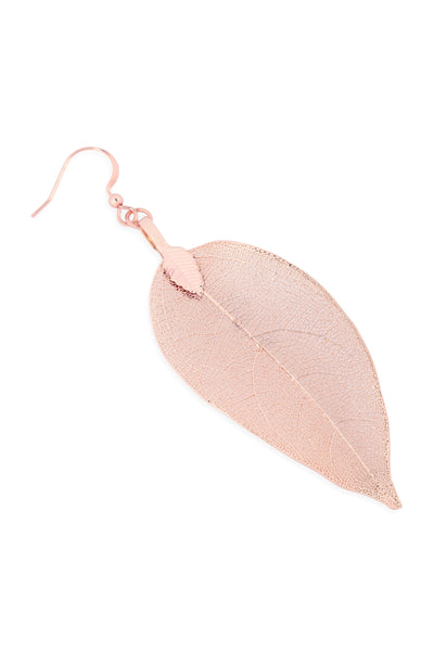 LEAF TEXTURED DROP HOOK EARRINGS