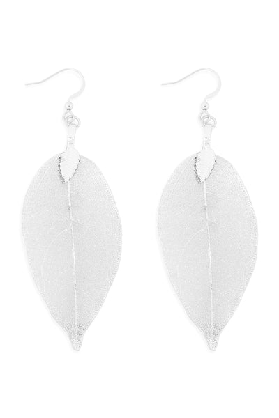 LEAF TEXTURED DROP HOOK EARRINGS